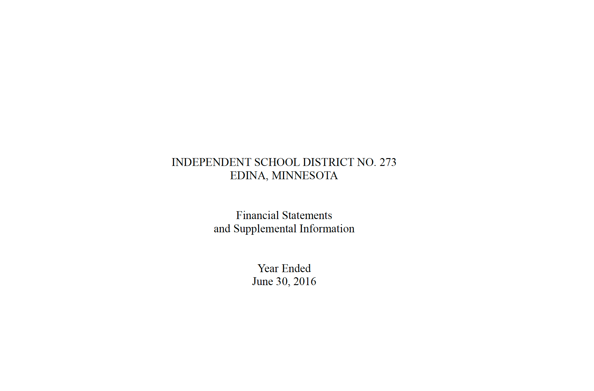 FY 2016 Audited Financial Statements