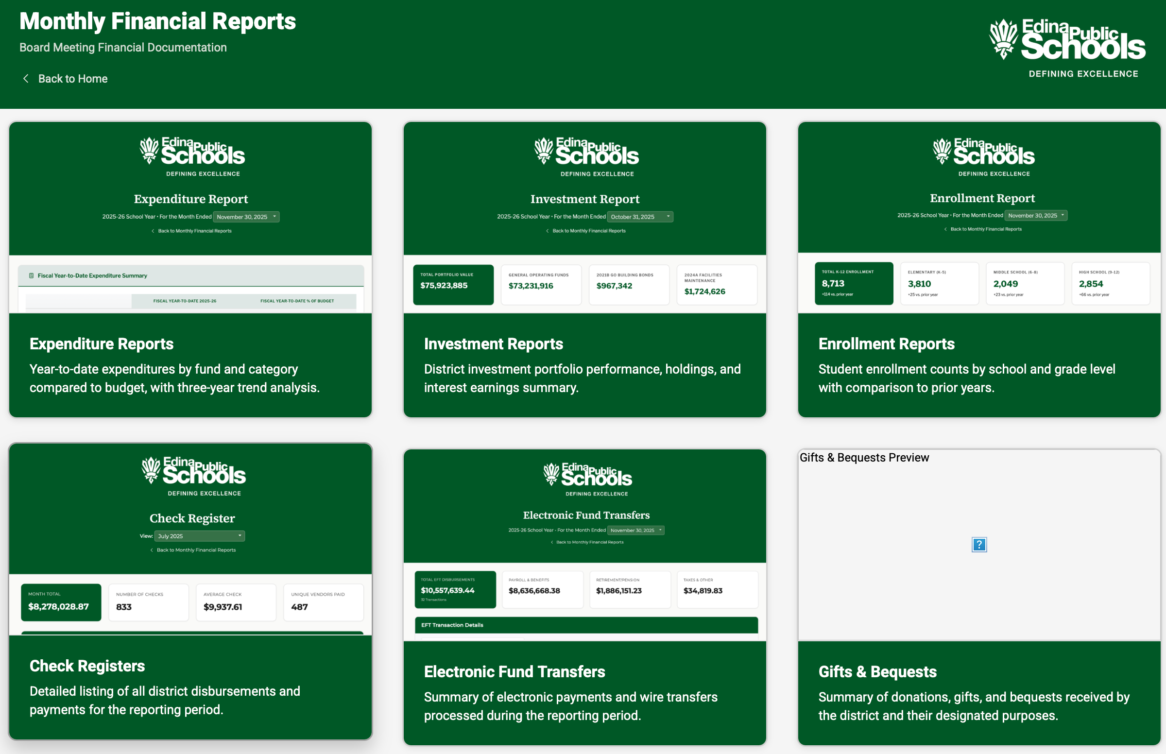 Monthly Financial Reports Preview